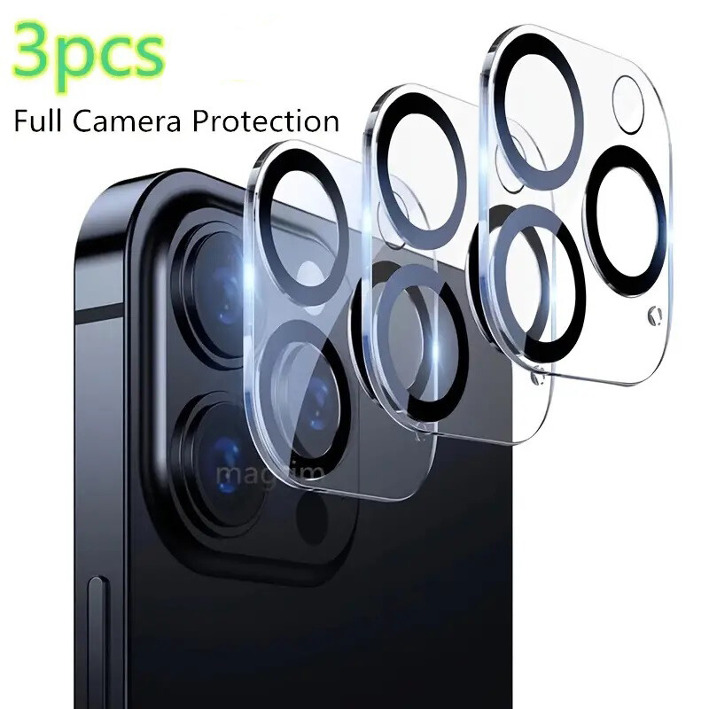 3 Pack For iPhone 14 13 12 11 Pro Max Tempered Glass Camera Lens Cover Protector