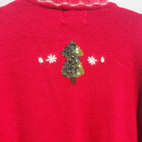 The Quacker Factory Size 1x Cardigan Sweater Metal Button Embroidered Snowman - Picture 12 of 14