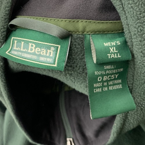 LL Bean Men Size XL TALL Jacket Green Fleece Coat Zip In Liner - 第 7/8 張圖片