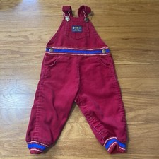 Vintage Oshkosh B Gosh Red Blue Vestback Overalls 24M