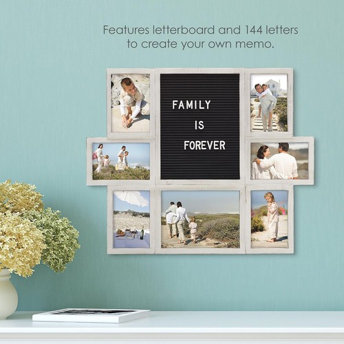 Melannco Customizable Letterboard 7-Opening Photo Collage, 22 x 18 inch, Distres - Picture 3 of 7
