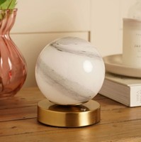 Hestia Marbled Glass USB LED Touch Table Lamp - Bronze Finish