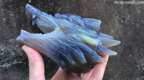 Druzy Agate Wolf Head Open Mouth Crystal Geode Feng Shui Guardian - Picture 6 of 10