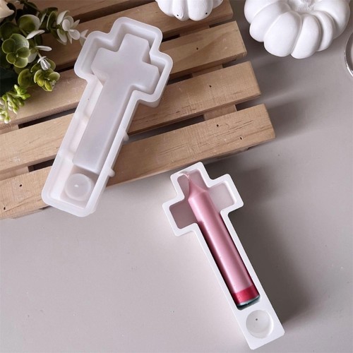 Halloween Theme Silicone Candlestick Molds Crucifix Silicones Holder Mold - Picture 3 of 8