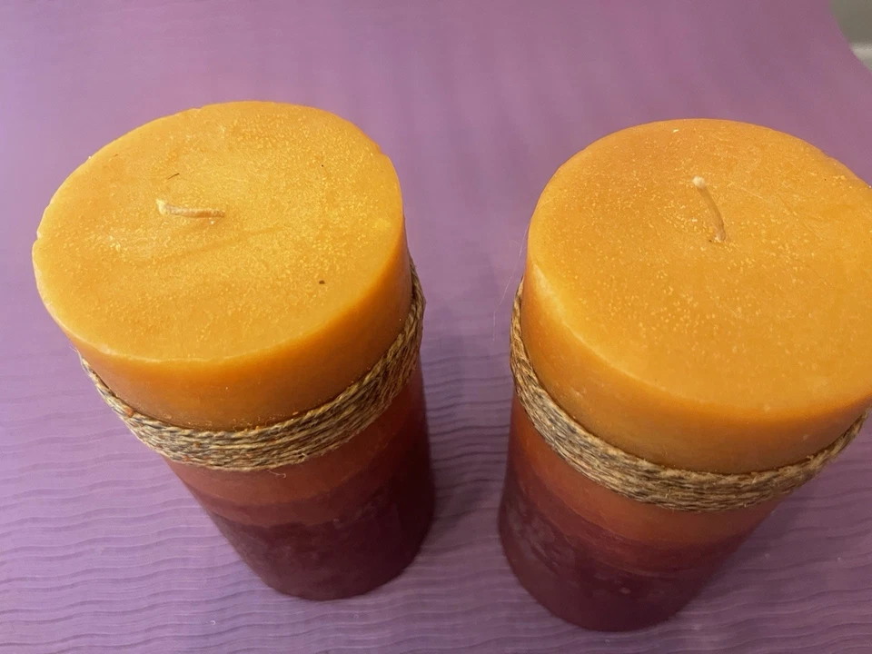 2 piezas 6 pulgadas Velas de pilar de otoño vintage - baya especiada rústica, color de tres capas Foto 2 de 4