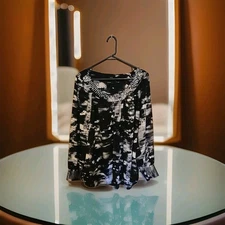 Women's Alfani Blouse Size 14 Pullover Top Long Sleeve Beaded Accents Clothing