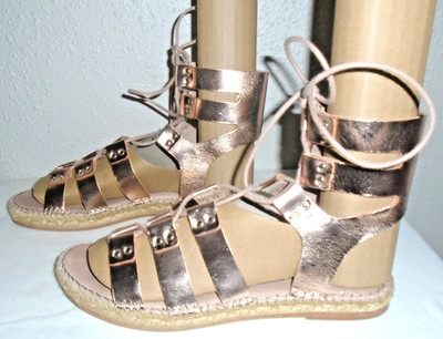 Gaimo Women's Metallic Rose Gold Gladiator Sandals, Spain, Size 40 (9-9.5)