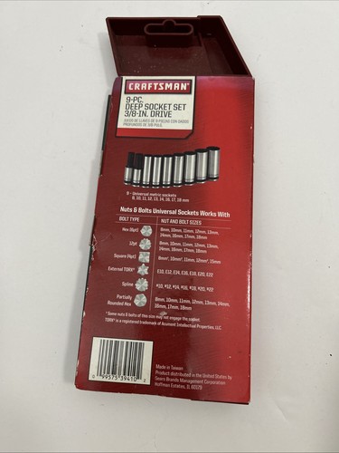 CRAFTSMAN 9 Pc. Universal Metric 35467 (MM) 3/8" Drive 12 Point Socket Set 308 - Picture 4 of 8