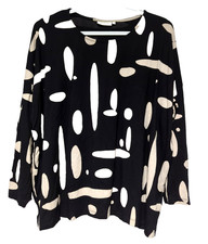 MASAI Copenhage Abstract Print Pullover Top Size L Blouse Boxy Tunic Stretch