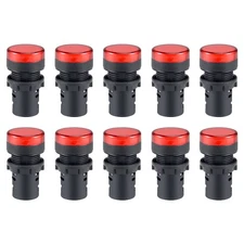 10pcs AC/DC 12V Red LED Lights Wire Panel Mount 7/8" 22mm