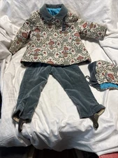 Vintage Kute Kiddles 3 Piece Toddler Set Coat, Pants, Hat Tapestry & Velvet
