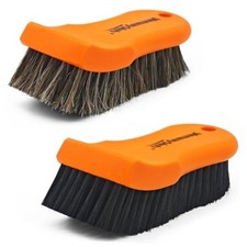 2PCS Leather Cleaning Brush, Horse Hair Brush for Car Leather 2 Pack Orange