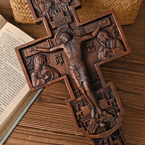 Wooden Orthodox Cross for Wall, Handmade Crucifix Wall Cross Jesus Cross Wall... - Picture 8 of 9