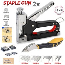 2x Staple Gun Heavy Duty Tacker Upholstery Woodworking 8000 Staples Craft Tool 0.0025 per staple