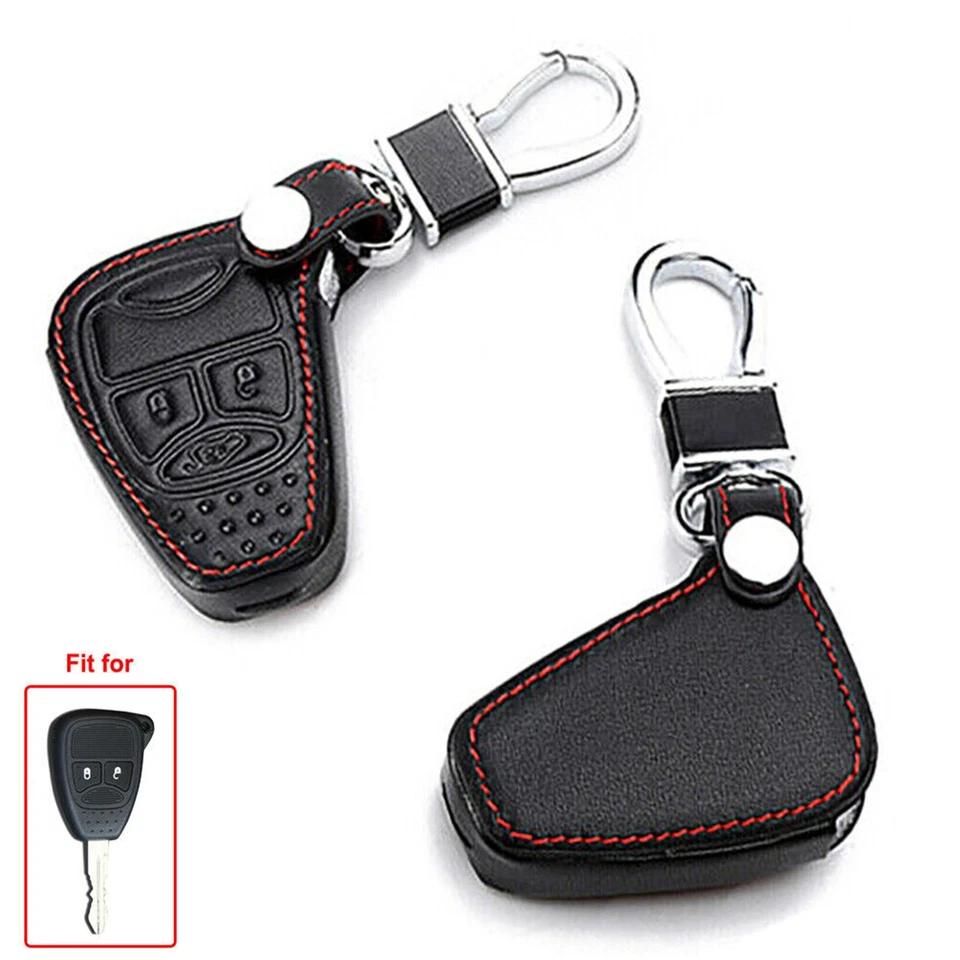 Se adapta a Jeep Wrangler 3 botones negro cuero PU remoto llave bolsa soporte funda Foto 3 de 4