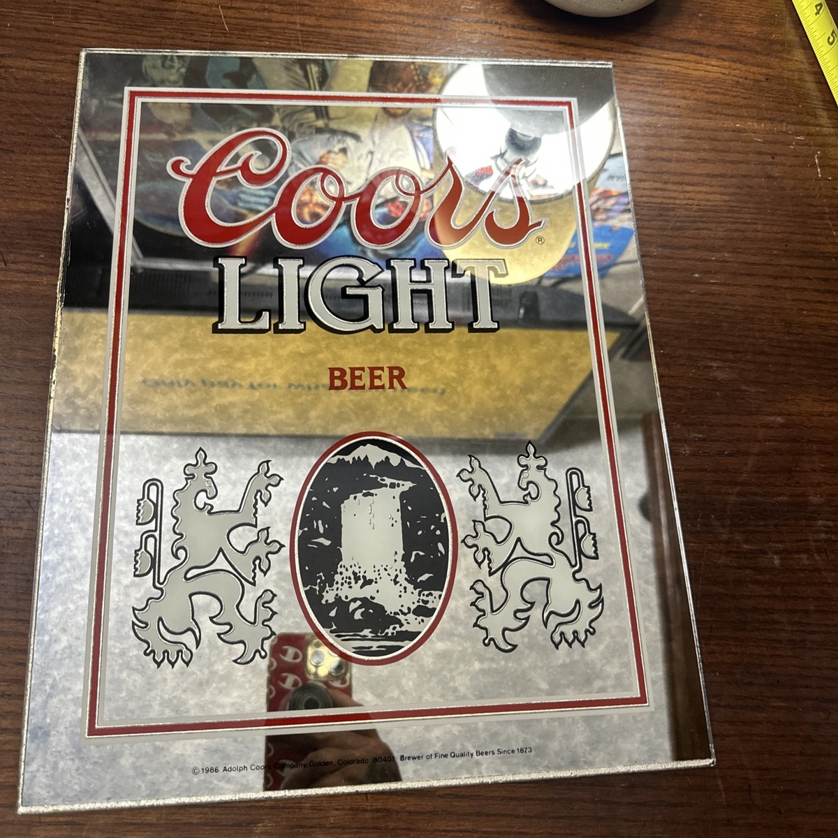 Vintage 1986 Coors Light 16.5' by 13' All Glass Memorabilia Mirror