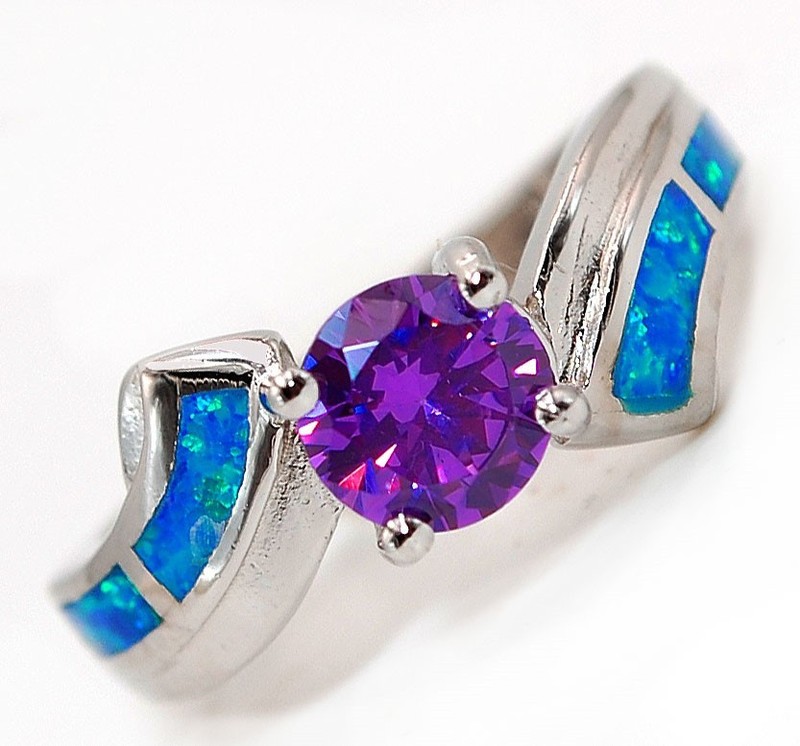 1CT Amethyst 925 Solid Sterling Silver Ring Jewelry Sz 8 AT3