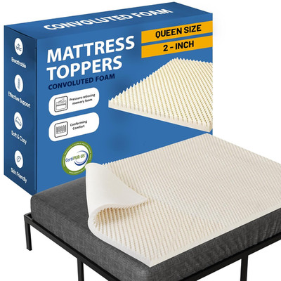 Cooling 2-Inch Copper-Infused Memory Foam Mattress Topper, Queen, Beige