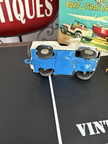 Vintage Friction Jeep w/Boat & Trailer & box! Japan Shioji & Co SSS Int. Rare! - Picture 15 of 23
