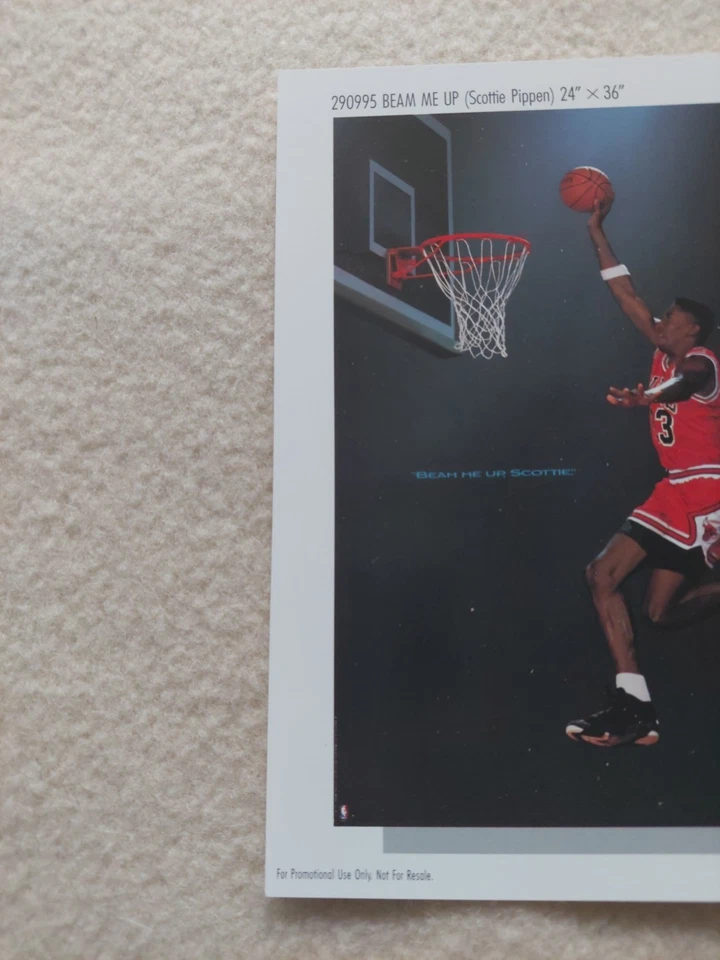 Tarjeta póster vintage rara Nike "Beam Me Up" Scottie Pippen Foto 2 de 4