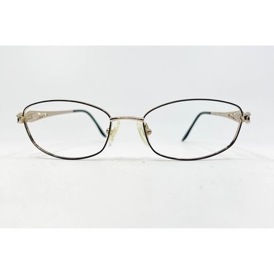 Marchon Tres Jolie Eyeglasses Womens Gold Oval Full Rim Frames 135