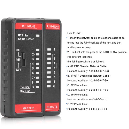 Network Cable Tester RJ11 RJ45 Phone Line Wire Test Tool Accessory For Measu NEW - Picture 6 of 12