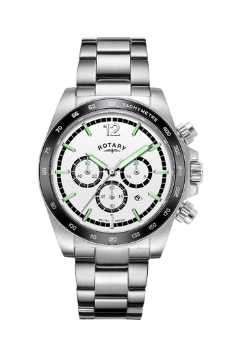 Rotary Mens Chronograph Watch White Dial & Silver Strap GB05440/02**REFURBISH...