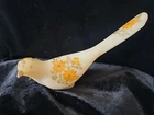 VTG Fenton Satin Custard Glass Bird Figurine Hand-Painted Daisy Flowers - Signed