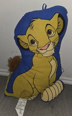 HTF 1990s Vintage Disney the Lion King Simba Cub 3D Shaped Plush Pillow 22'' READ