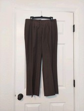 Escada Wool Pinstripe Brown Women Straight Legs Dress Pants Trousers, Sz: 42