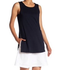 THEORY Malkan Classic Tee Sleeveless Tunic Dress color Black/White Size 8