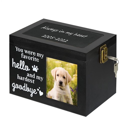 Urna conmemorativa de madera para mascotas para cenizas con marco de fotos gato/perro caja de memoria recuerdo - Imagen 4 de 14