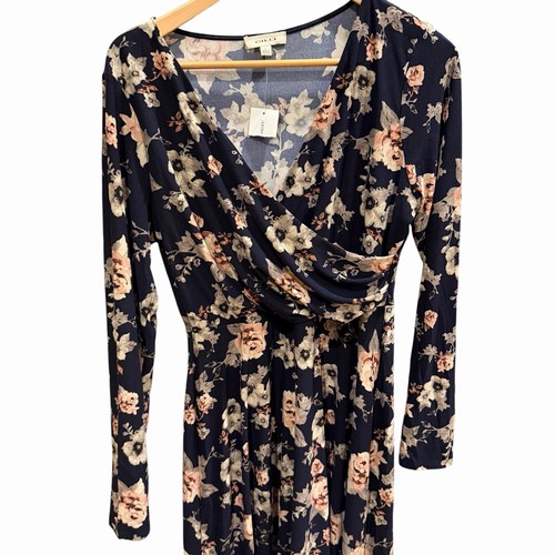 Gilli Damen Kleid schwarz Blumen Rüschen Farbe Wickeloptik Größe L Büro Business - Bild 9 von 18