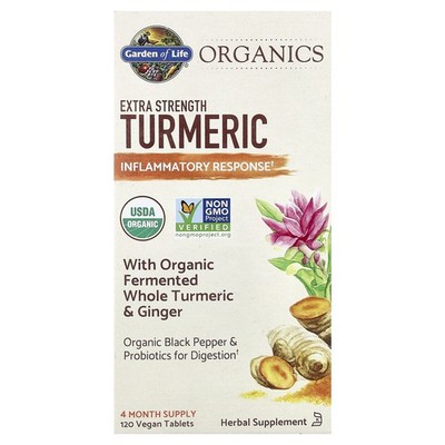 Organics, Turmeric, Inflammatory Response, 120 Vegan Tablets