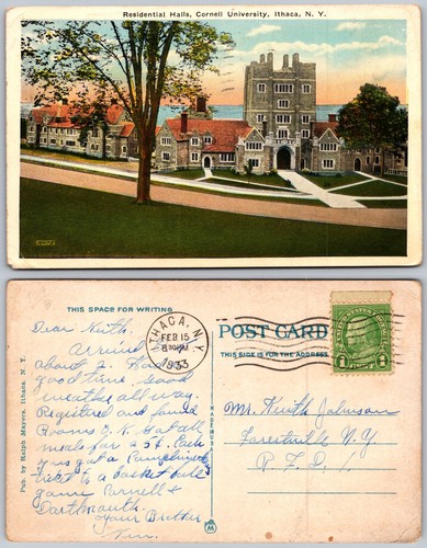 Ithaca NY Cornell University Wohnhallen Rasen Postkarte