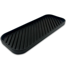 Black Silicone Sink Tray Sponge Holder Soap Dish Kitchen Bathroom Organizer 9.1"