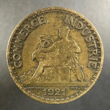1921 France 1 Franc Chambers of Commerce – Well‑Worn Detail
