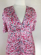 V-Ausschnitt Kurzarm Blumendruck Midikleid Kl...