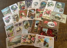 ~Lot of 25~ 1900's Greetings Postcards~Flowers & Scenes~ Floral -in sleeves~j988
