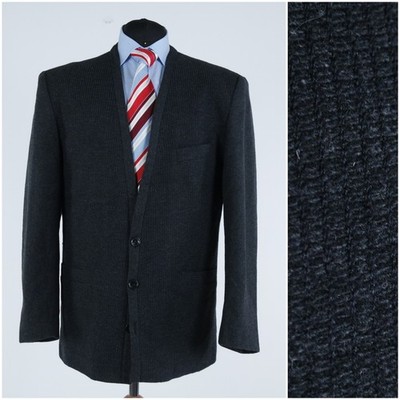 Kragenloser Blazer 42 S UK Größe LLOYDS Herren Wolle Strickjacke Grau Sport Mantel Jacke