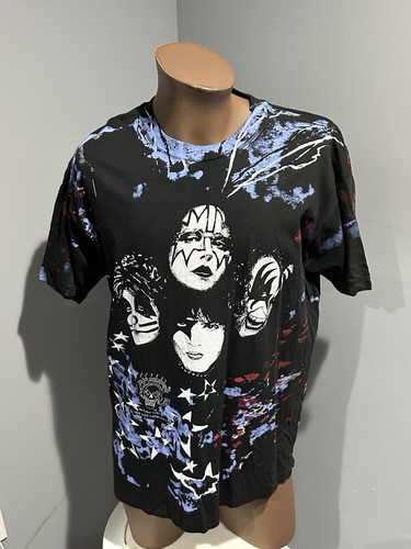 Vintage 1996-97 Kiss Alive Worldwide All Over Print T-Shirt Size XL RARE
