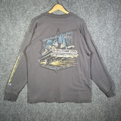 Vintage Rollin Hard Shirt Mens XL Gray 90s Long Sleeve Chicano Muscle Car USA