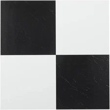 Tivoli Self Adhesive Vinyl Floor Tiles, 45 Tiles - 12" X 12", Black & White - P