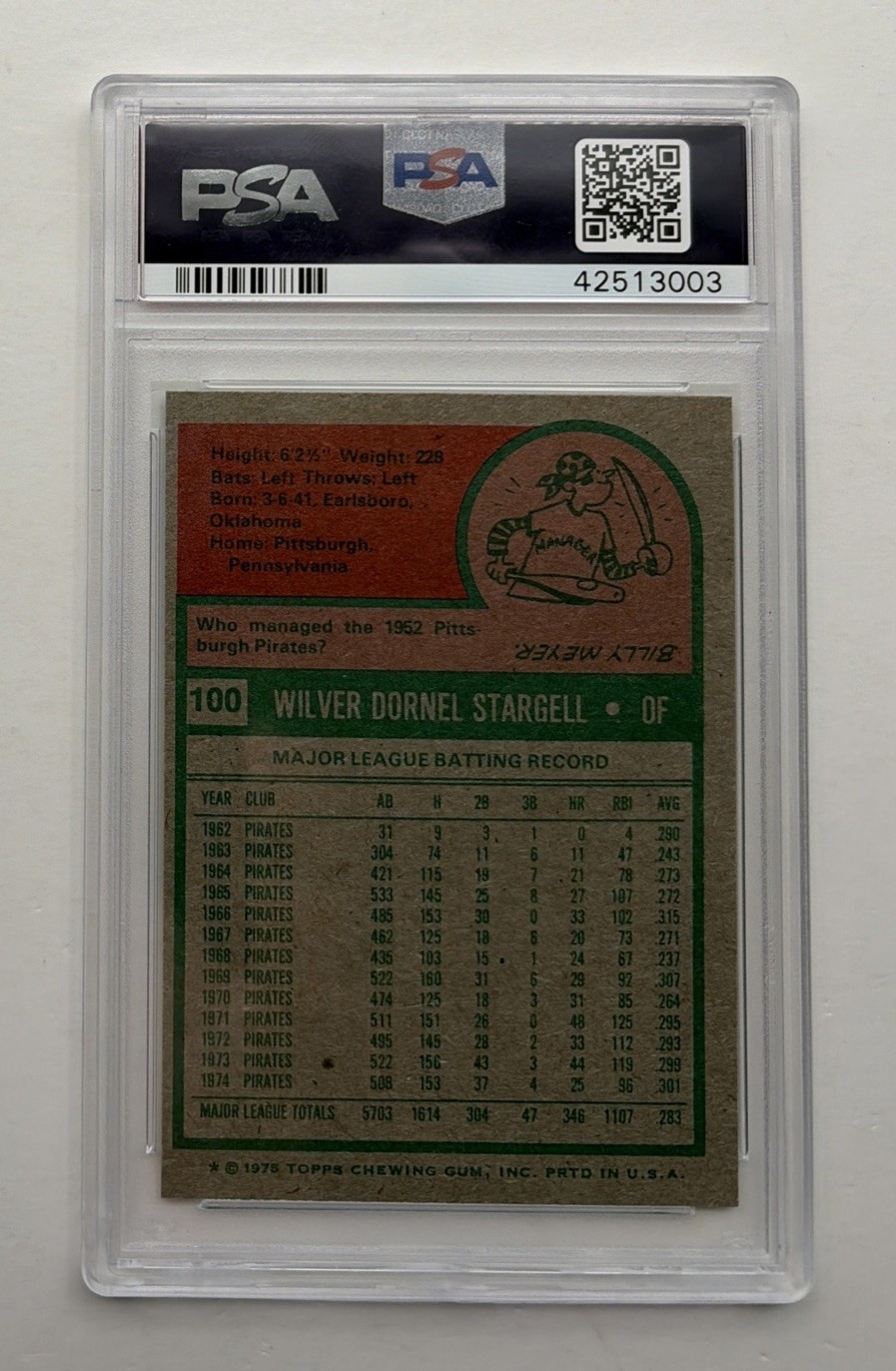 Vintage 1975 Topps - Willie Stargell #100 PSA NM-MT-8 view 2