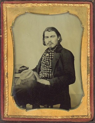 COOL LOOKING DUDE MUSTACHE GOATEE GINGHAM SHIRT ARTFUL POSE AMBROTYPE ...