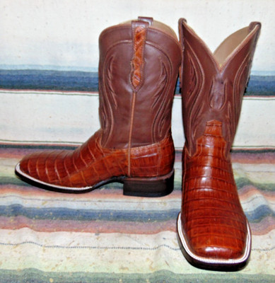 Mens Rujo The Roscoe Brown Caiman / Leather Cowboy Boots 9.5 D New w/o Box