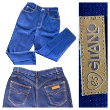Vintage 80s Womens Gitano Dark Wash High Rise Jeans Tapered Straight Sz 12 short