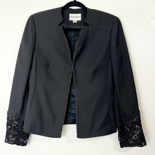 John Meyer Of Norwich Black Blazer Beaded Lace Women  s 6