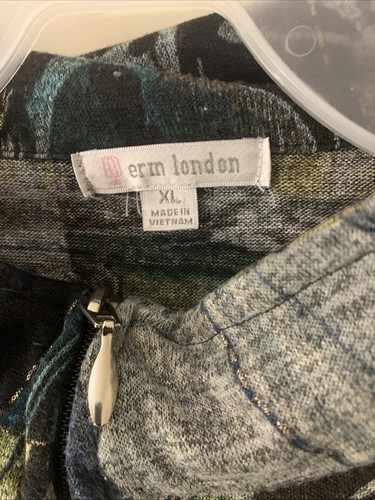 Chaqueta ligera con cremallera Erm London XL para mujer 2 bolsillos verde azul gris dorado - Imagen 3 de 6