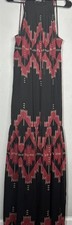 Polo Ralph Lauren Womens Dress Black 8 Label Aztec Western Print Georgette Maxi